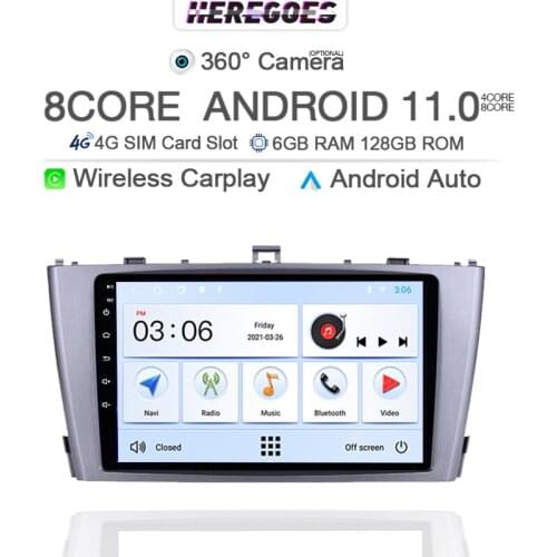 Carplay 8 Core DSP Android 10 Car Multimedia Player For Toyota Avensis 2008-2015 GPS Navigation 4G LTE Bluetooth Wifi RDS Radio