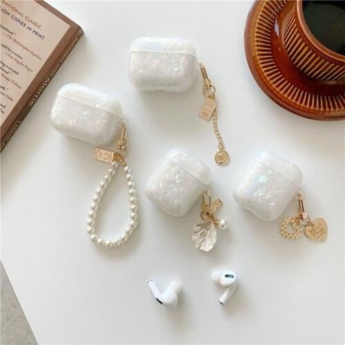 For Apple AirPods 1/2 Case Cute Dream Shell Pearl chain Earphones Case for Airpods Pro 3 Case Soft IMD Headset Cover coque