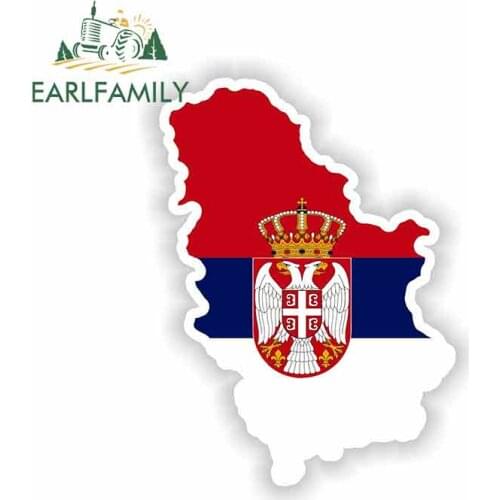 EARLFAMILY 13cm x 9.4cm for Serbia with Kosovo Map Flag Funny Car Stickers Vinyl Helmet JDM RV VAN Car Accessories Graphics