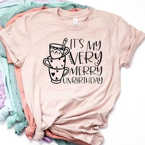 2020 Alice in The Wonderland Shirt Its My Very Merry UnBirthday T-Shirt Cute Birthday Party Shirts Funny Graphic Tee SAQ3