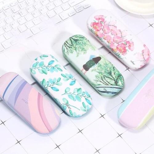 New Fashion Cute Pattern Glasses Box Unisex Portable Hard Leather Eyeglasses Case Eyewear Protector Spectacle Holder Accessories