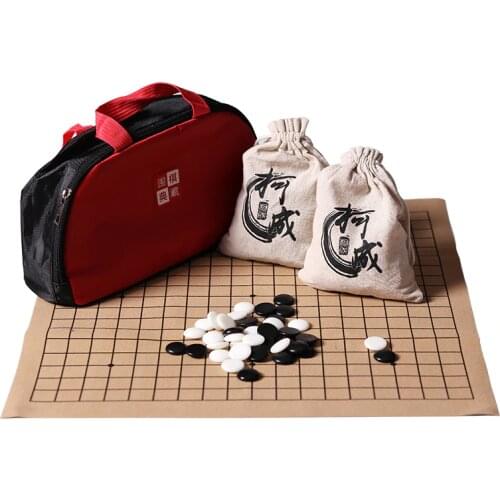 Hot Portable Cloth Bag 19 Line Standard On International Go Game Chess Set Suede Leather Board Game Melamine Pieces Weiqi Gomoku