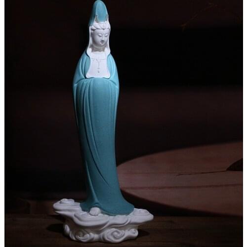 Guanyin Bodhisattva Buddha Ornaments Ceramic Crafts Living Room Home Offering Porch Chinese White Porcelain Ornaments