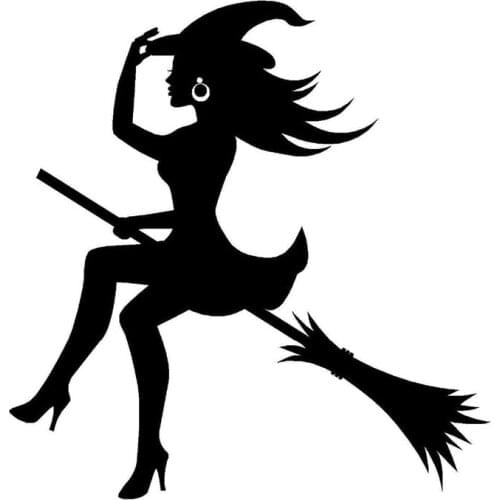 Personality Reflective Car Sticker Witch Sexy Witch on Broomstick Windshield Car Decorative KK Vinyl Cover Scratches Waterproof
