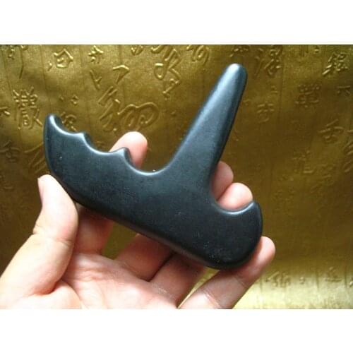 China black Bian Stone GuaSha masaje raspado terapia salud herramienta de curación #006