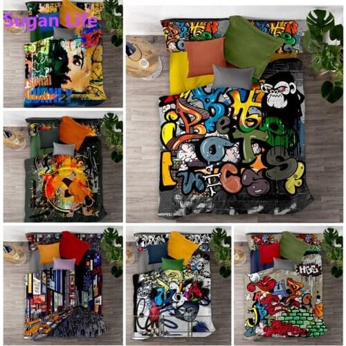 Sugan Life Hip Hop Bedding 3-piece set Duvet Cover Sets Europe Size Cartoon anime Quilt Cover Customize Design Free shipping