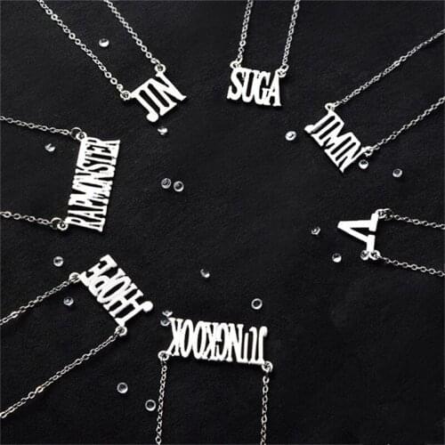 Kpop Suga Jungkook Rapmonster V Jimin J-hope Jin Rm The Same Name Design Titanium Steel Necklace K-pop Fans Gift