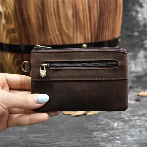 Luufan Genuine Leather Zipper Coin Card Purse Real Leather Rfid Card Holder Clutch Wallets Slots For Men Women Mini Slim Purse