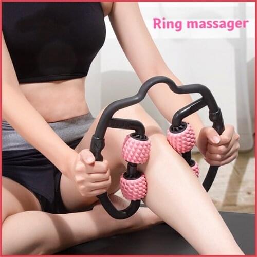 360° ring massager leg muscle relaxation roller ring clamp leg stick yoga body sculpting 4-wheel exercise fitness equipment