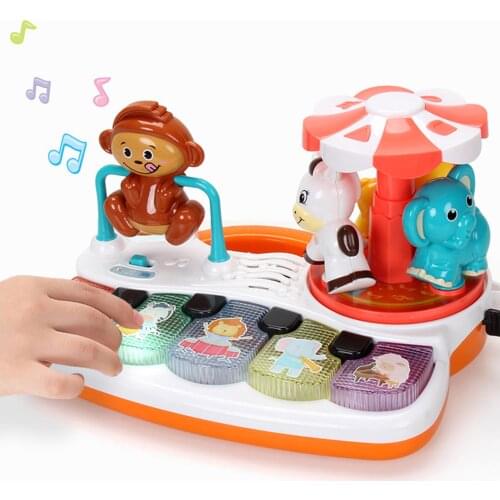 Animal Shape Multifunctional Musical Carousel Piano Early Educational Toy Kids Gift Baby Electronic Piano Model Music Toys Gifts
