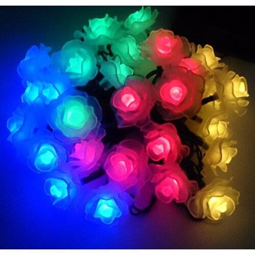 New hot-selling 20LED solar plastic rose flower modeling lamp string bedroom wedding holiday decoration lantern flashing lights