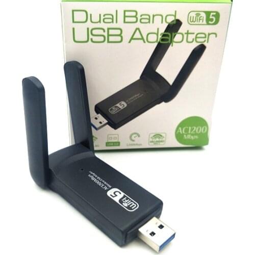NEW 3.0 2.4G 5.8GHz Realtek Dual Band 1200Mbps Wireless USB WiFi Network Adapter Antenna for Desktop PC