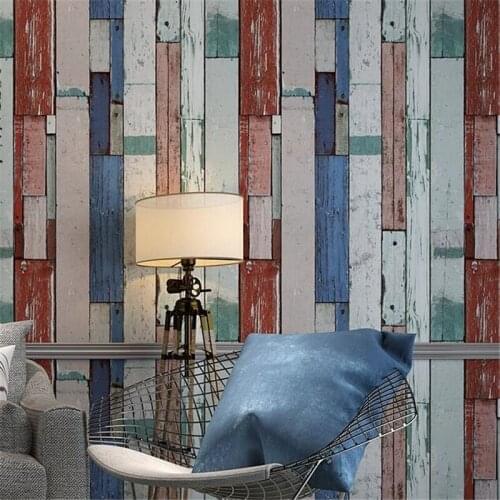 Beibehang Retro nostalgic imitation wood grain wallpaper bedroom bar cafe restaurant personality industrial wind cloth wallpaper