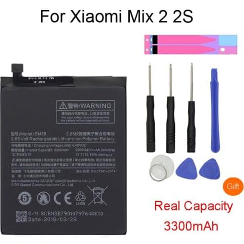 Original Replacement Phone Battery BM3B For Xiaomi Mix 2 / Mix 2S 3300mAh High Capacity Phone Batteries Free Tools