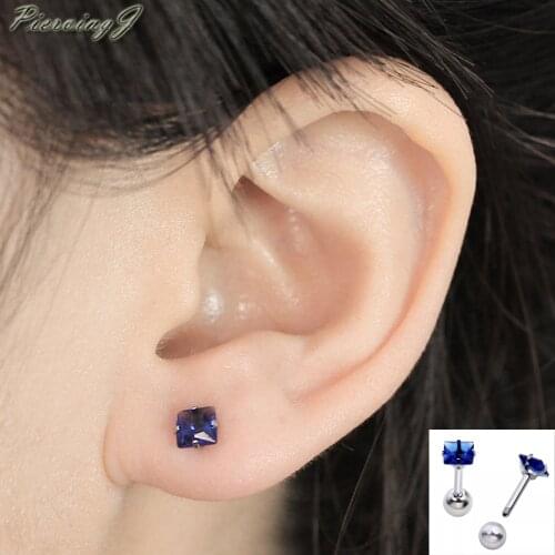 PiercingJ 16G 1/4" Stainless Steel Pin 4MM Heart Cubic Zirconia Helix Cartilage Tragus Ear Lobe Barbell Stud Earring 2pcs