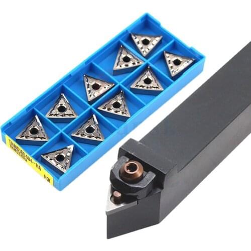 External turning tool bar 60° W type large pressure plate WTENN2020K16/2525M16+10pcs TNMG Equilateral triangle carbide CNC blade