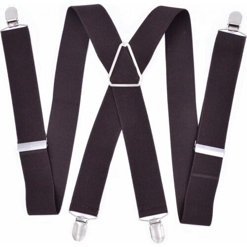 Large Size Suspenders big Men Adjustable Elastic X Back Pants Women Suspender for Trousers 55 Inch Clips on dark coffer