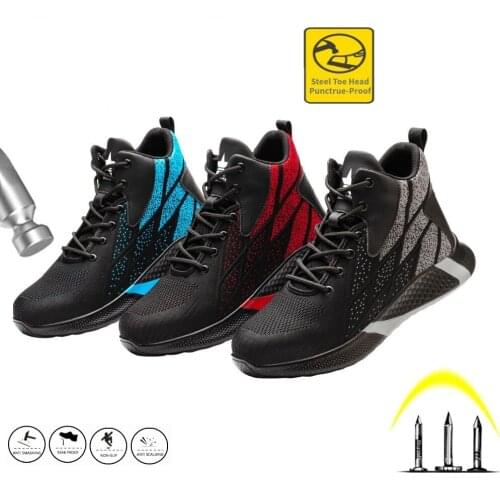 Work Short Boots Safety Steel Toe Shoes Men Women Breathable Sneakers Shoes Ankle Hiking Boots Anti-Piercing Protective Footwear