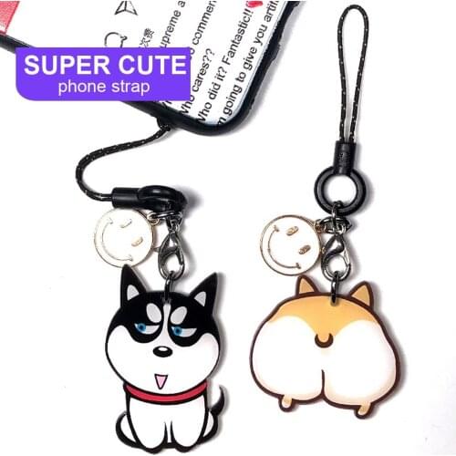 Super Cute Dog Smart Phone Strap Lanyards for iPhone/Samsung Case Keys Wrist Strap Decor Mobile Phone Strap Rope Phone Charms