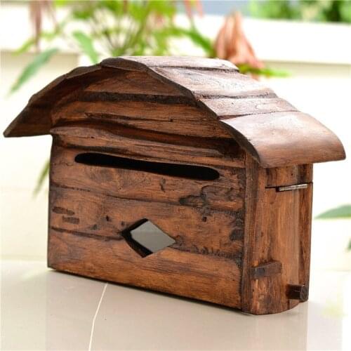 Thailand Solid Wood Outdoor Rain-Proof Wall-Mounted Mailbox Villa Door Home Creative Outdoor Storage Box European Post Box
