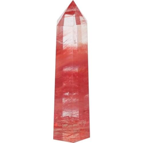 Decorations 40-50mm Red Smelting Quartz Crystal Point Healing Obelisk Hexagonal Wand Reiki Stones And Natural Crystals #W5