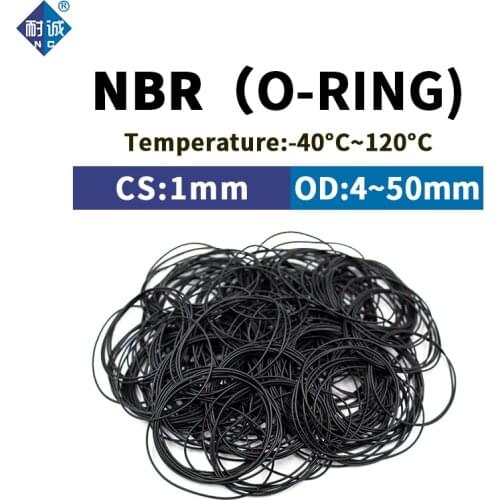 NBR O Ring Seal Gasket Thickness CS1mm OD4-50mm Oil and Wear Resistant Automobile Petrol Nitrile Rubber O-Ring Waterproof Black