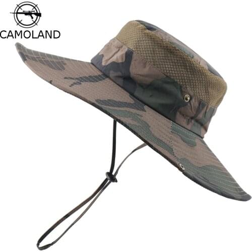 CAMOLAND Waterproof Bucket Hat For Women Men Summer UV Protection Sun Hats Camouflage Boonie Hat Outdoor Fishing Hiking Caps