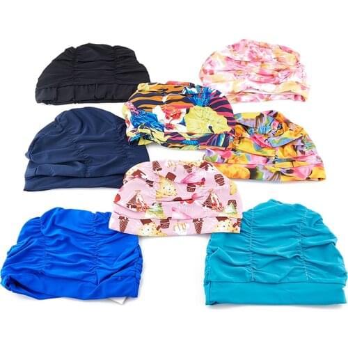 Lady Long Hair Swim Cap Stretch Drape Bathing Cap Drape Stretch Sports Swim Hat