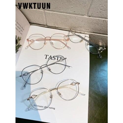VWKTUUN Womens Glasses Simulated Pearl Direction Optical Frame Vintage Blue Light Blocking Glasses Round Women Computer Glasses