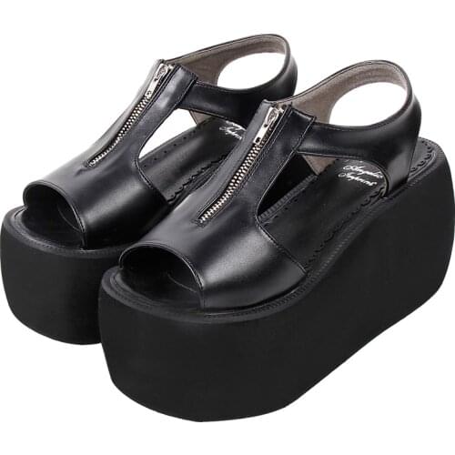 Angelic imprint woman lolita cosplay punk shoes lady high heels pumps girl princess summer dress party sandals 10cm fish mouth