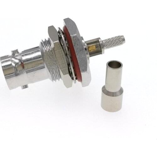 10pcs BNC Female Jack Nut Bulkhead Mount O-ring Crimp For LMR100 RG316 RG174 Cable RF Connector