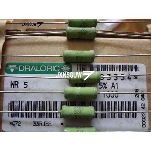 10PCS NEW Original VISHAY DRALORIC 5% 5W33R green Advanced Resistance 5W 33R Film Resistor 33R 5W 33ohm