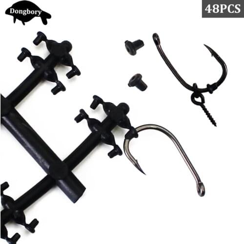 2Set=48PCS Carp Fishing Hook Bead Hook Stop Stopper Rubber Bait Stop Beads for Fishing Hair Rigs Stop Holder Carp Fishing Tackle