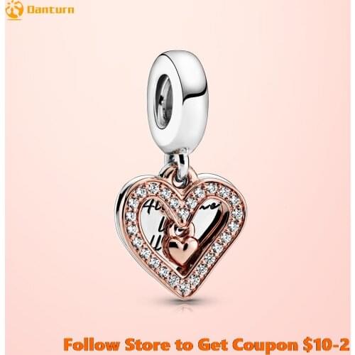 2020 Valentine Day S925 Silver Beads Sparkling Freehand Heart Dangle Charm fit Original Pandora Bracelets DIY Jewelry for Women