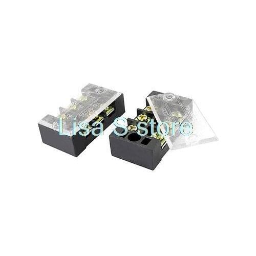2x 600V 25A 3-Position Screw Electric Barrier Terminal Block Cable Connector