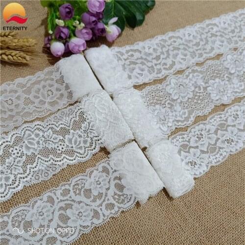 5.2-7.3cm S2197 white lace fabric embroidery mesh bow tie headdress wedding dress material DIY process sewing lace trim