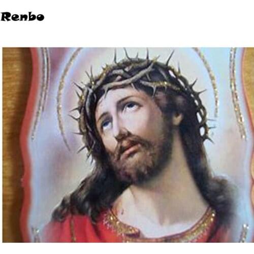RENBO Full,Diamond Embroidery,Jesus Diamond Painting Cross Stitch Indian religion 3D,Diamond Mosaic,Needlework,Crafts,Christ,art