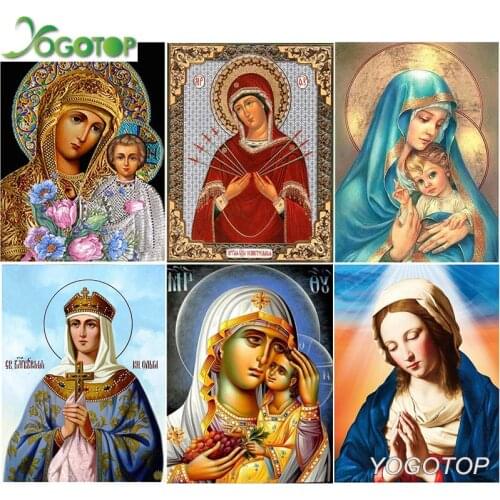 Diy Diamond Painting Maria Picture of Rhinestones Square round Diamond Embroidery full display Mosaic religion icon art YY2000