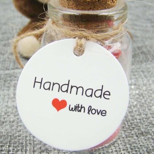 1.18*1.18inch 1000pcs white round handmade with love paper clothing tags wedding favor sticker name custom tags
