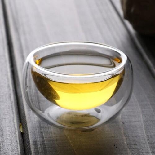 Free Shipping 12pcs/pack 50ml Small Capacity Glass Cup Transparent Double Wall Cup