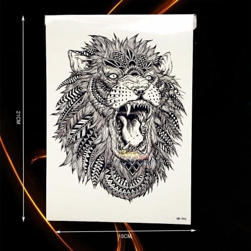 Large Animal Arm Tattoo Indian King Lion Head Design Waterproof Temporary Tattoo Stickers Men Body Back Art Tatoo Sleeve HHB-496