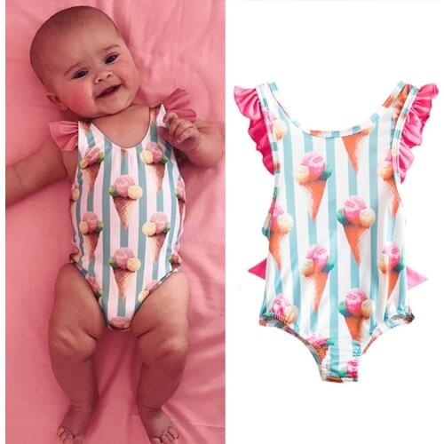 Toddler Girls Swimwear One Piece Backless Swimsuit For Children 1-4 Year Kids Newborn Baby Print Swimming Bathing Suit Beachwear
