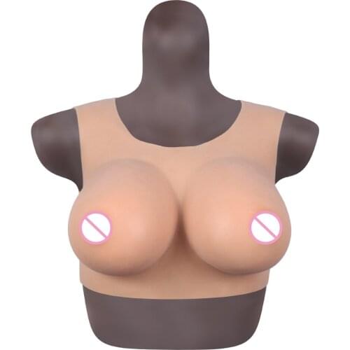 F CUP Round Collar Neck Fake Artificial Boobs Realistic Silicone Breast Forms Crossdresser Shemale Transgender Drag Queen 1G