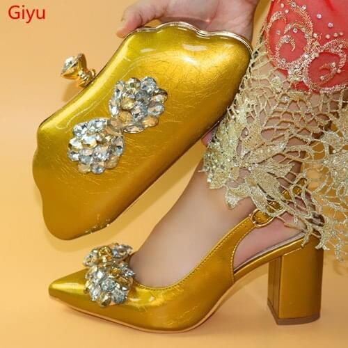 Doershow new Italian Matching new Shoes and Bag Set African Wedding Shoe and Bag set Italy Shoe and Handbag Summer Set !HLO1-61