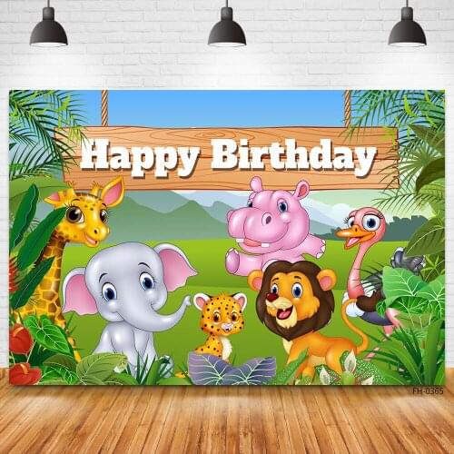 Custom Name Jungle Forest Wild Animal Safari Party Photography Backdrops Woodland Backgrounds For Newborn Baby Shower Birthday