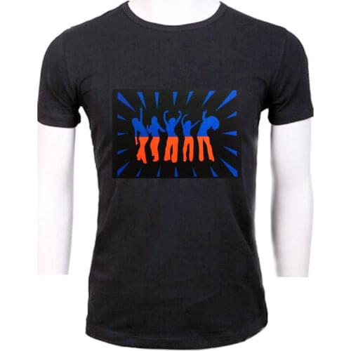 Disco Party beaming el panel t shirt Flashing panel light up led t shirt Music sound activated flashing el panel t-shirt
