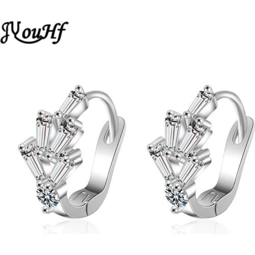 JYouHF Fashion Simple 925 Sterling Silver Flower Earring Kpop Silver Gold Color Cubic Zircon Hoop Earrings for Women Jewelry