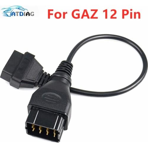 A++ Quality Converter Cable GAZ 12 Pin 12Pin Male to OBD DLC 16 Pin 16Pin Female OBD2 OBDII Car Diagnostic Tool Adapter