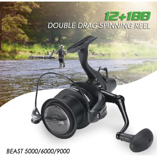 12+1 BB Freshwater Spinning Reel with Front Rear Double Drag Carp Fishing Reel Left Right Baitcasting Fishing Reel Saltwater