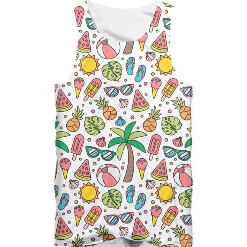 IFPD 3D Tank Tops Men 's Sleeveless Shirts 3D Tropical Style Print Beach Summer Casual Vest Plus Size Bodybuilding Fitness Shirt